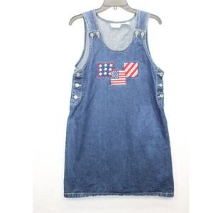 Vintage 90's flag denim mini dress size small